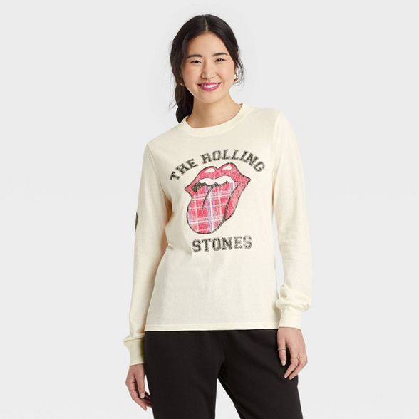 Women's Rolling Stones Long Sleeve Graphic T-Shirt - White | Target