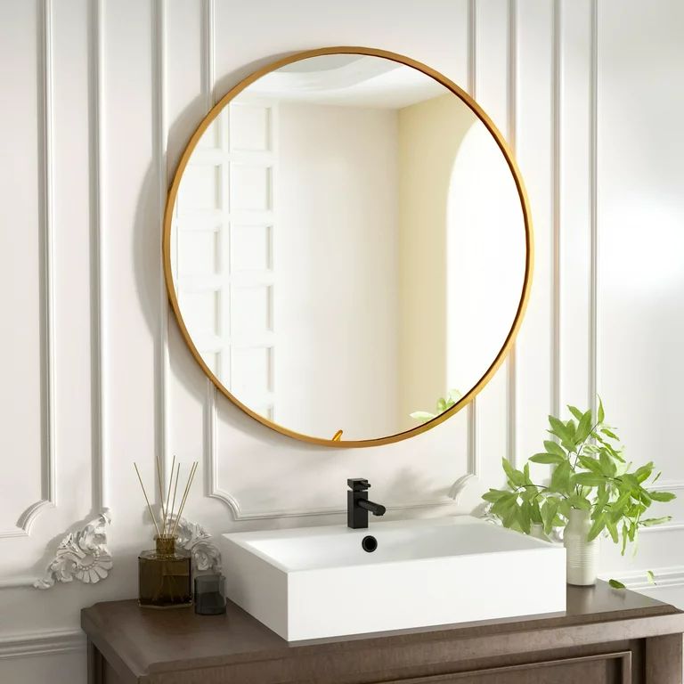 BEAUTYPEAK 30" Wall Mirror Bathroom Mirror Wall Mounted Round Mirror, Gold | Walmart (US)