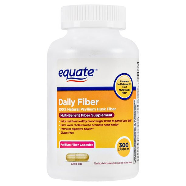 Equate Daily Fiber Psyllium Fiber Capsules, 300 count | Walmart (US)