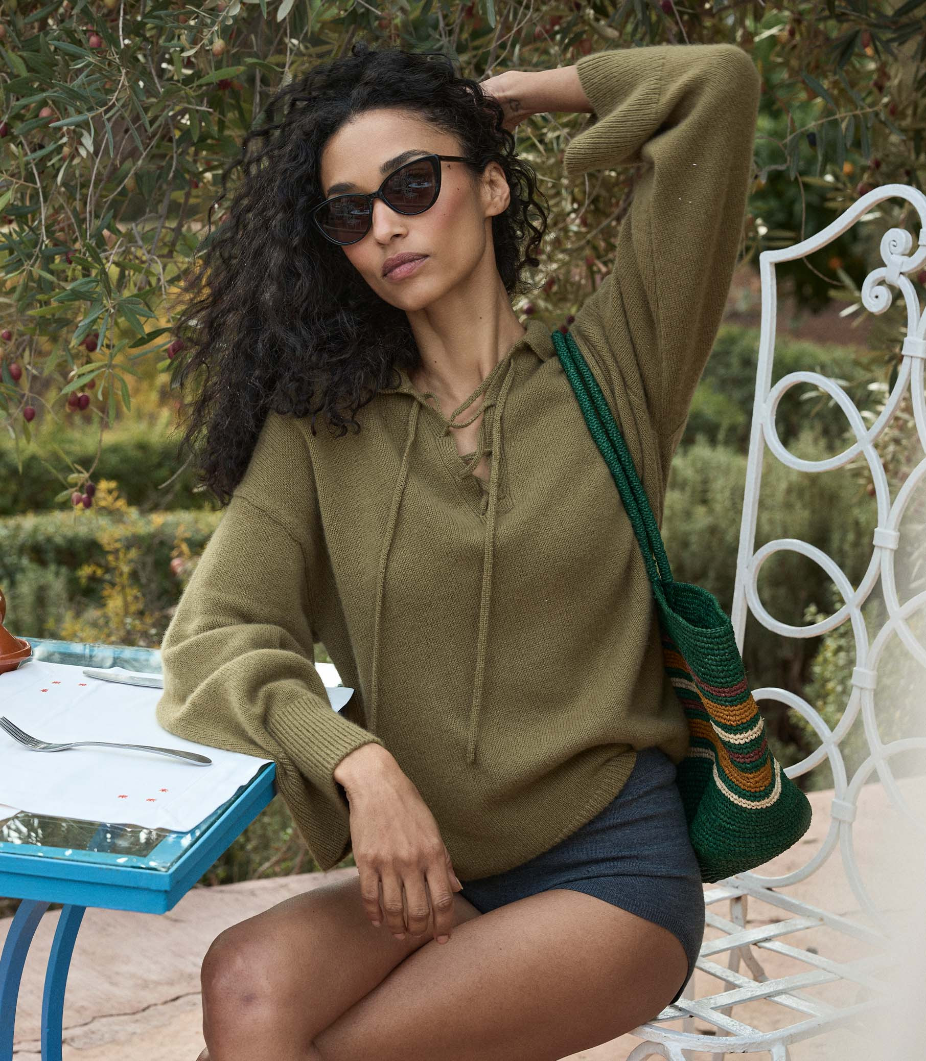 Burke Cashmere Sweater - Mossy Olive Brown | D\u00d4EN | DOEN