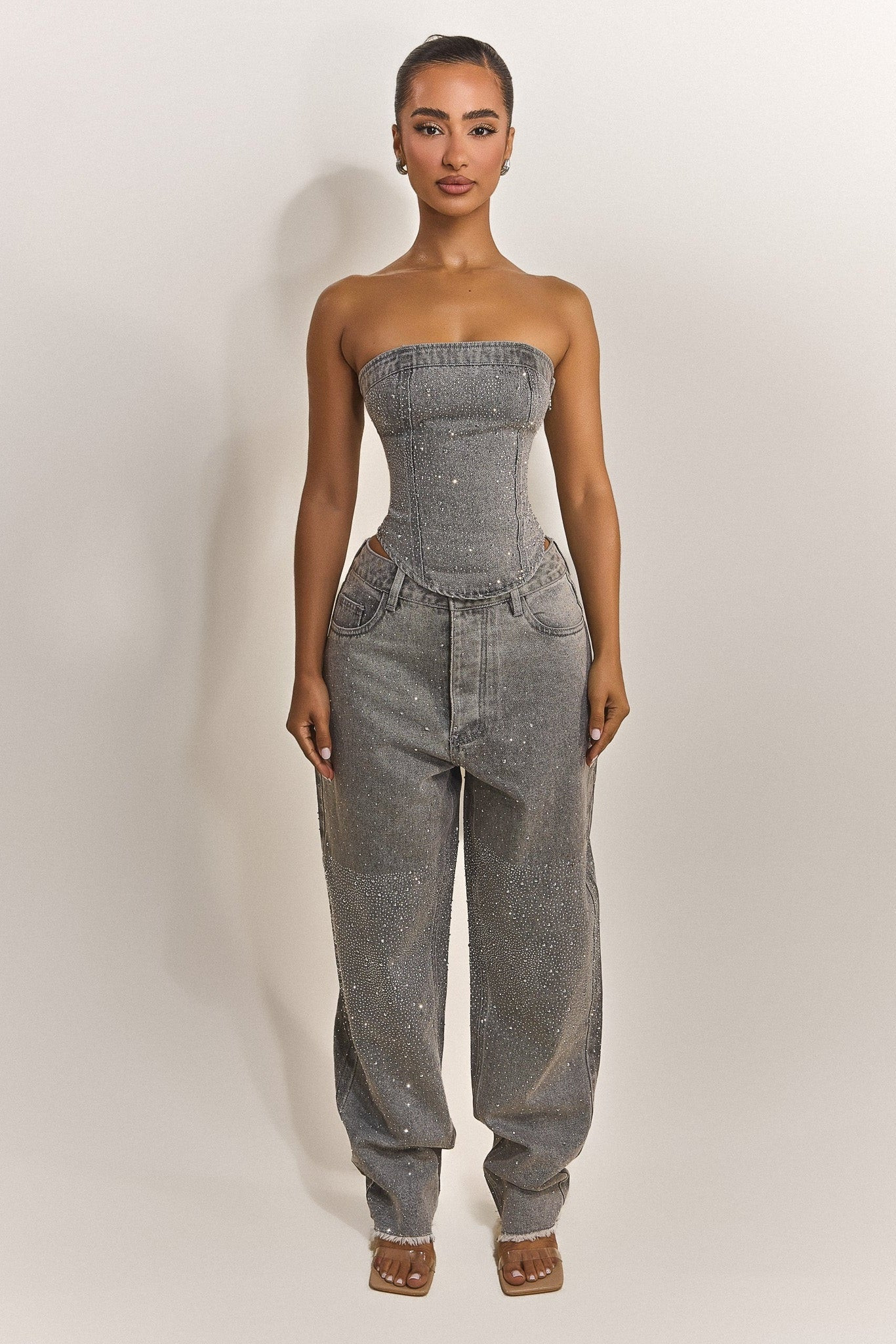 The Kai Rhinestone Jeans in Grey | Mars The Label