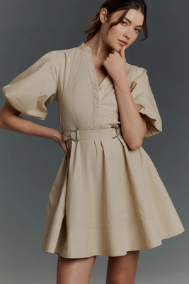 Derek Lam 10 Crosby Short-Sleeve Cotton Mini Shirt Dress | Anthropologie (US)