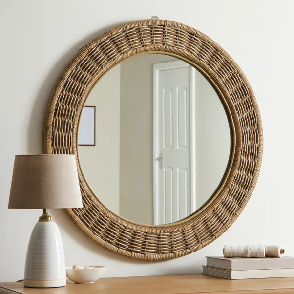 Churchgate Round Wicker Wall Mirror, 90cm | Dunelm (migrated)