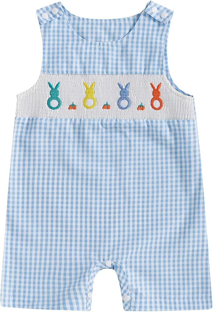 Baby Boy Easter Outfit Sleeveless Shorts Jumpsuit Romper Newborn Infant One Piece Clothes 0 3 6 9... | Amazon (US)