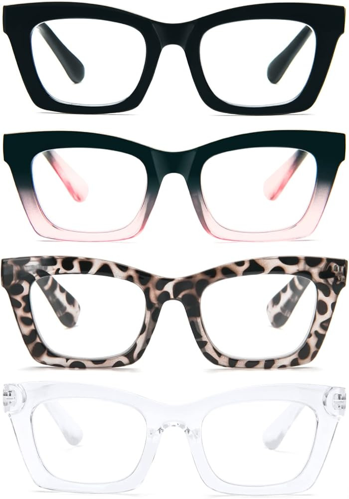 Reading Glasses for Women Style Oversized Square Spring Hinge Blue Light Blocking Glasses | Amazon (US)
