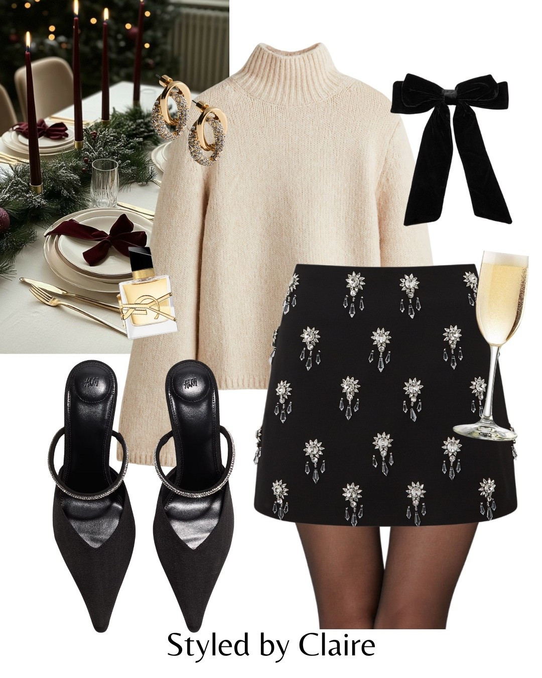 CHRISTMAS DAY INSPO🪩🍾
Tags: odd muse crystal embellished skirt shorts black stud bead rhinestone turtleneck knit jumper H&M cream sparkly sparkle heels glitter festive night out date night velvet bow tights fashion partywear party chic women’s style winter sequin statement look

#LTKpartywear #LTKfestive #LTKstyletip
