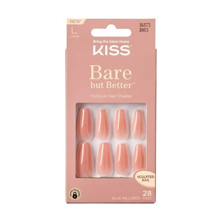 KISS USA Bare but Better Sculpted Nude Fake Nails Nude Glow 28 Count | Walmart (US)