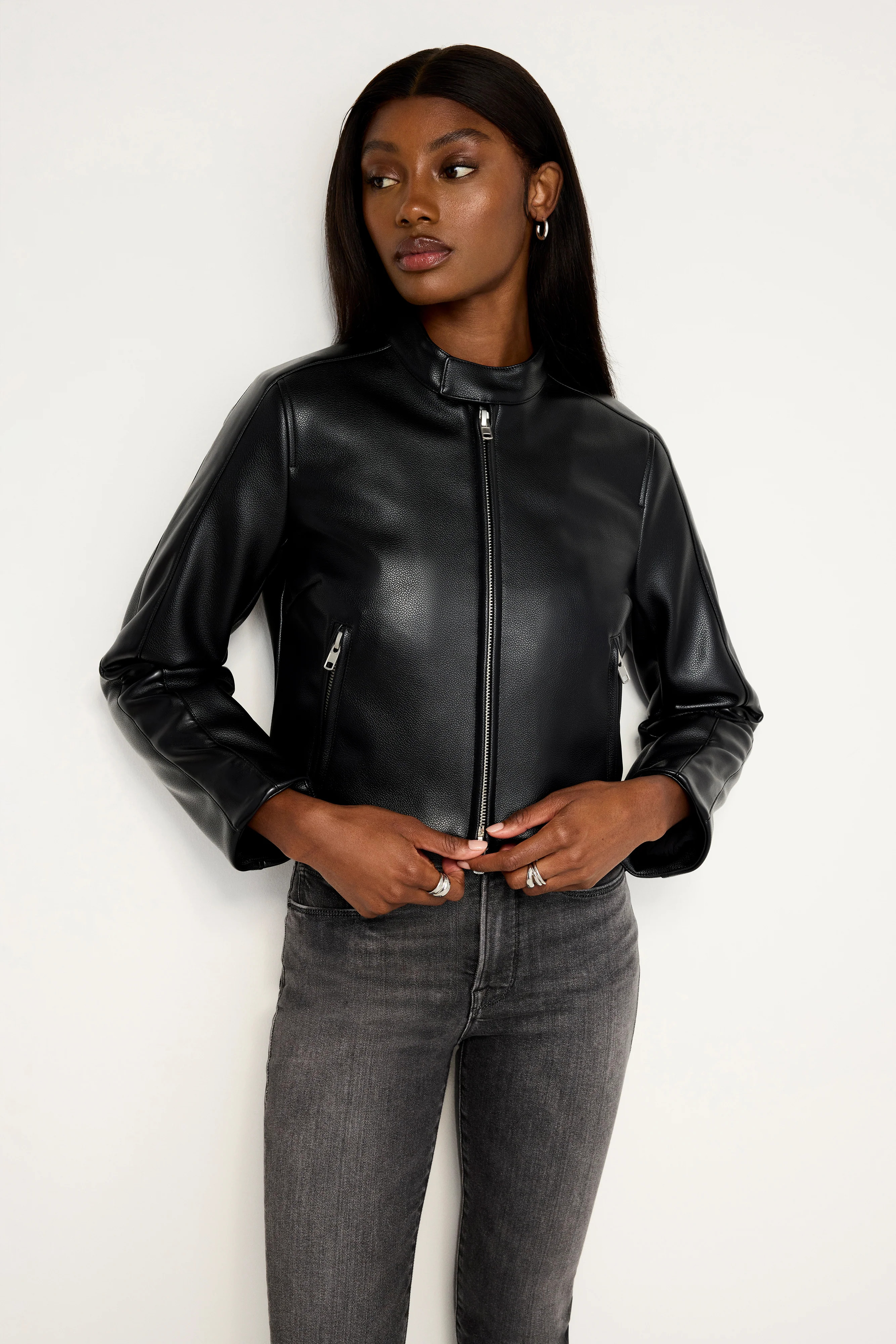 FAUX LEATHER MOTO JACKET | Good American