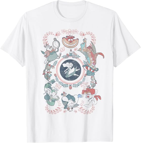 Disney Alice In Wonderland Card Style Mashup T-Shirt | Amazon (US)