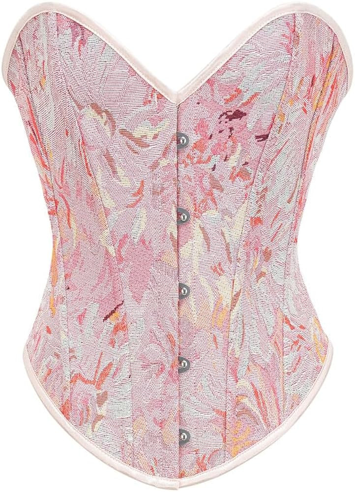 Alivila.Y Fashion Womens Vintage Floral Denim Overbust Corset Bustier Top | Amazon (US)