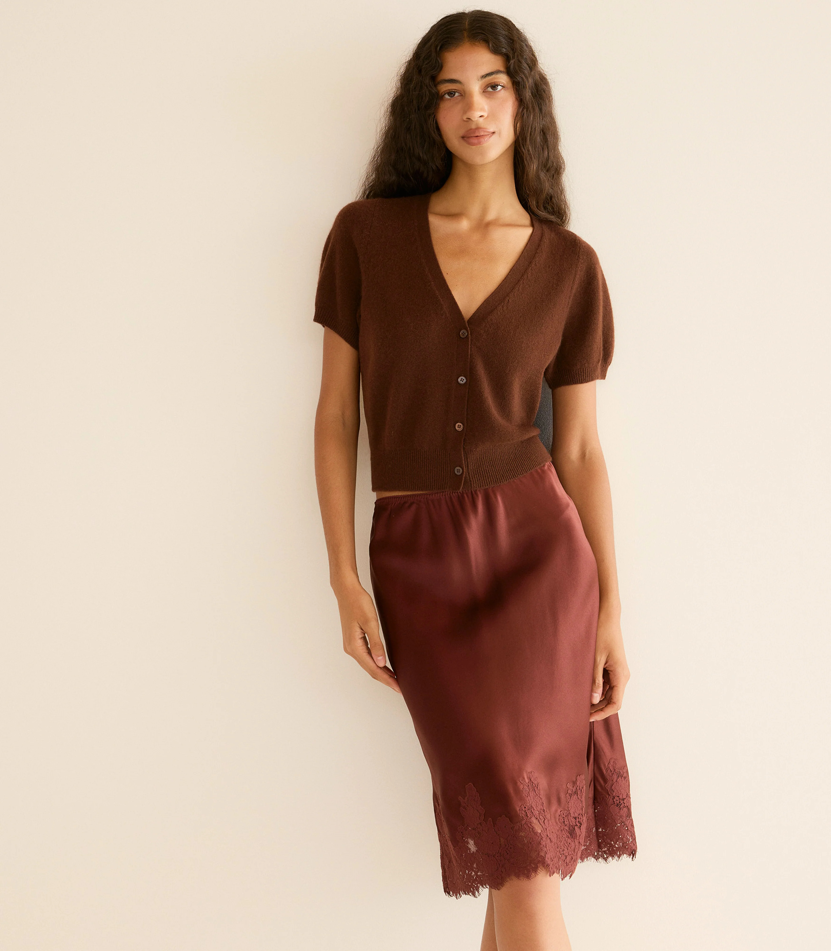 Arella Cashmere Cardigan - Dark Umber | DÔEN | DOEN