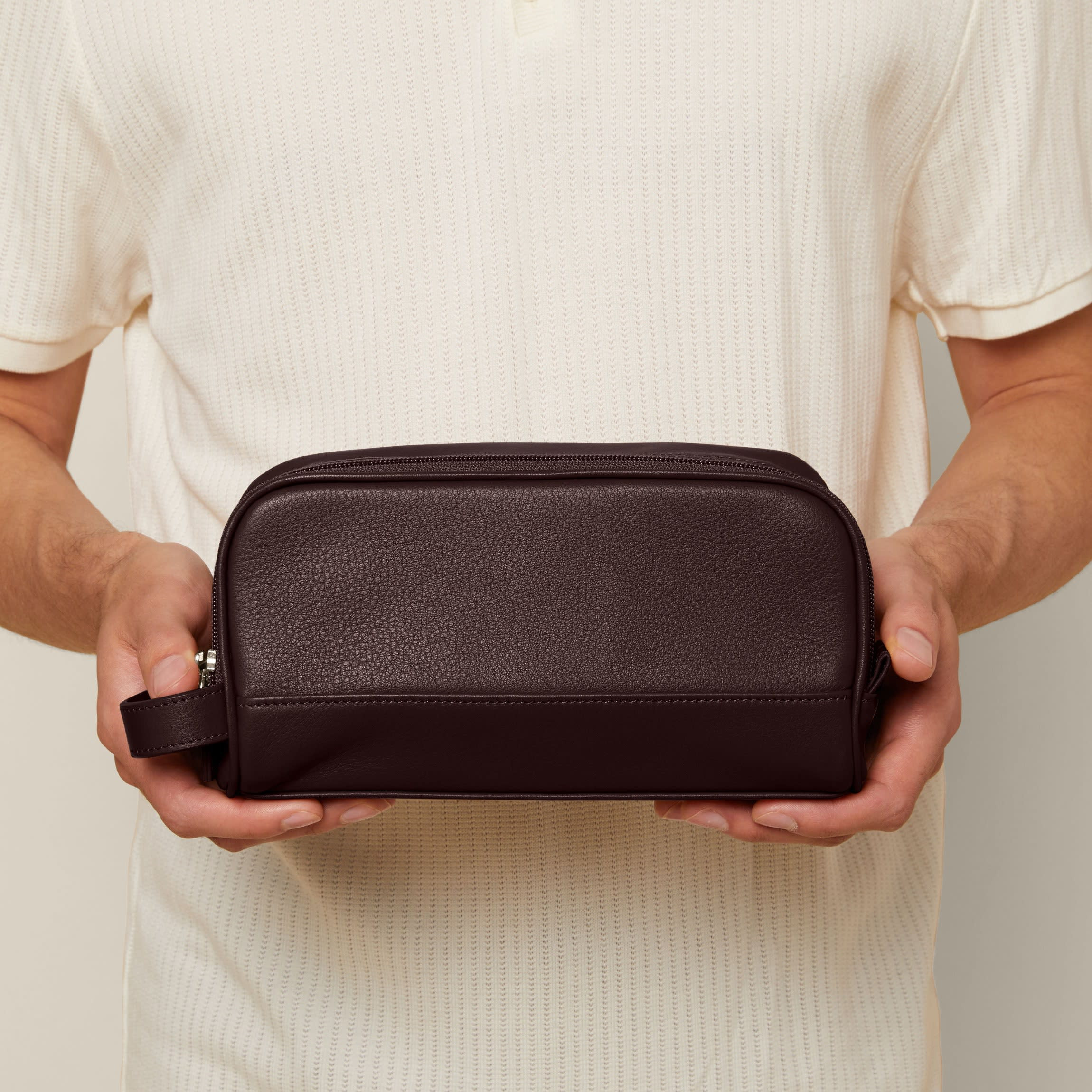 Small Double Zip Toiletry Bag | Leatherology
