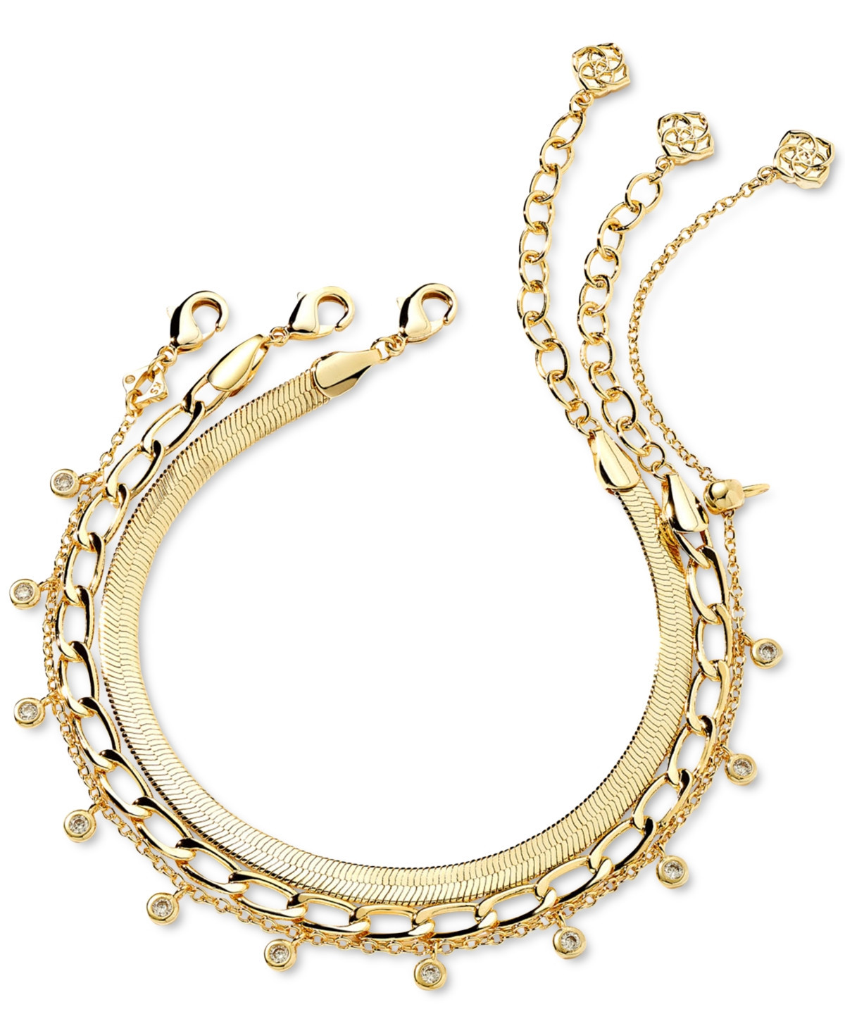 Kendra Scott 3-Pc. Set Crystal Kassie Bracelets - Gold Metal | Macy's