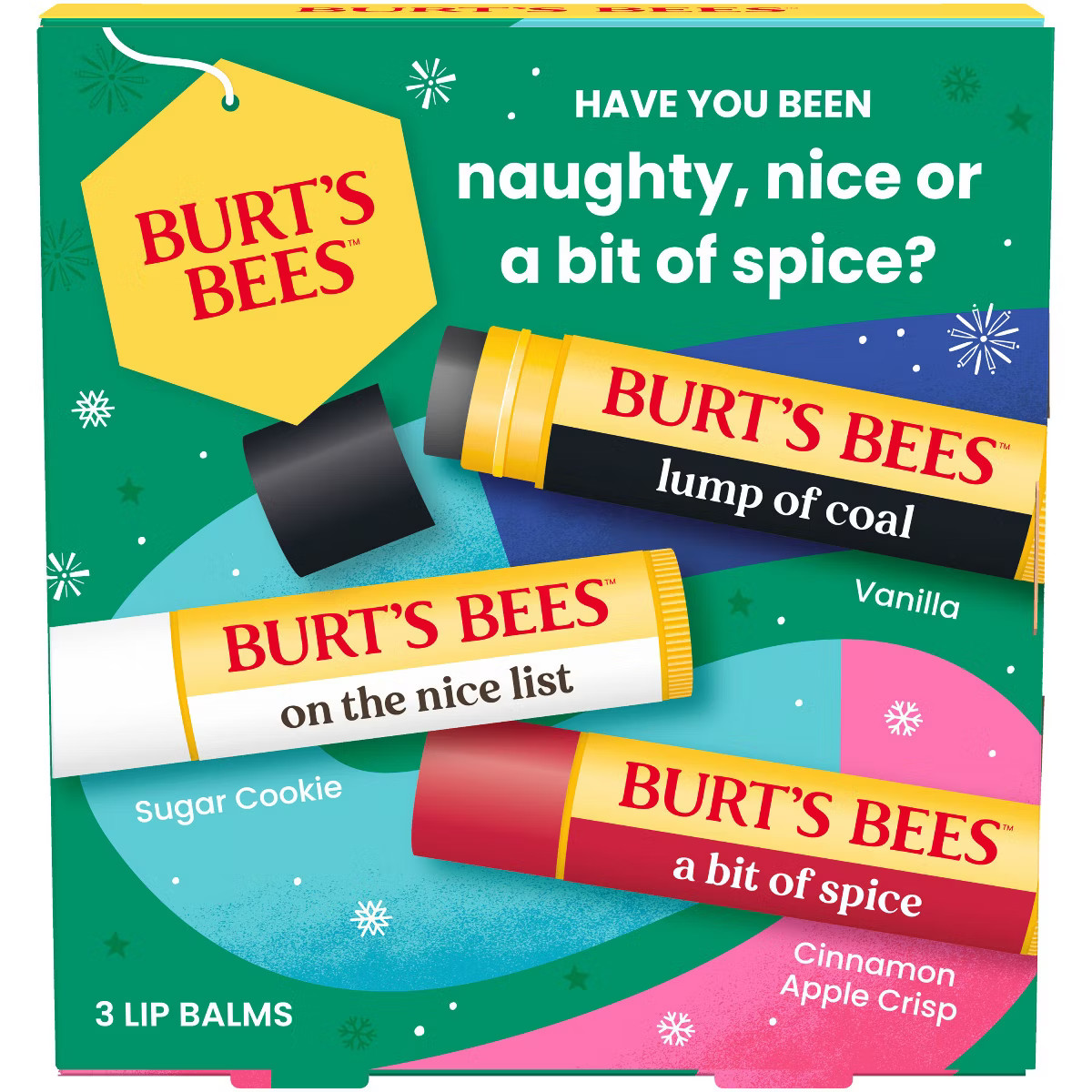 Burt's Bees Naughty, Nice or A Bit of Spice Holiday Limited Edition Lip Balm Gift Set - 3ct/0.15o... | Target