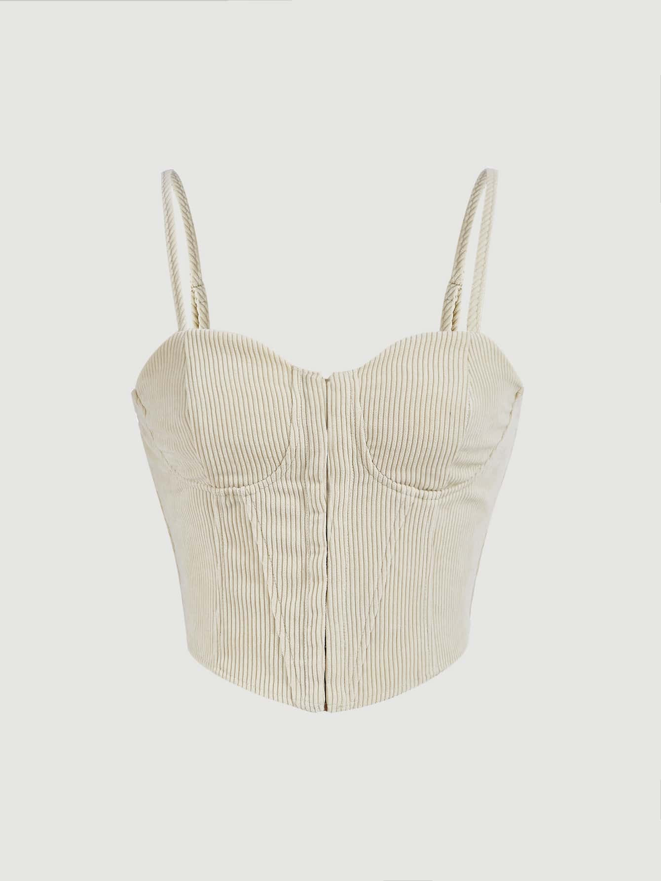 SHEIN MOD Solid Corduroy Cami Top Without Shirt | SHEIN