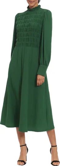 DONNA MORGAN FOR MAGGY Smocked Bodice Long Sleeve Midi Dress | Nordstrom | Nordstrom