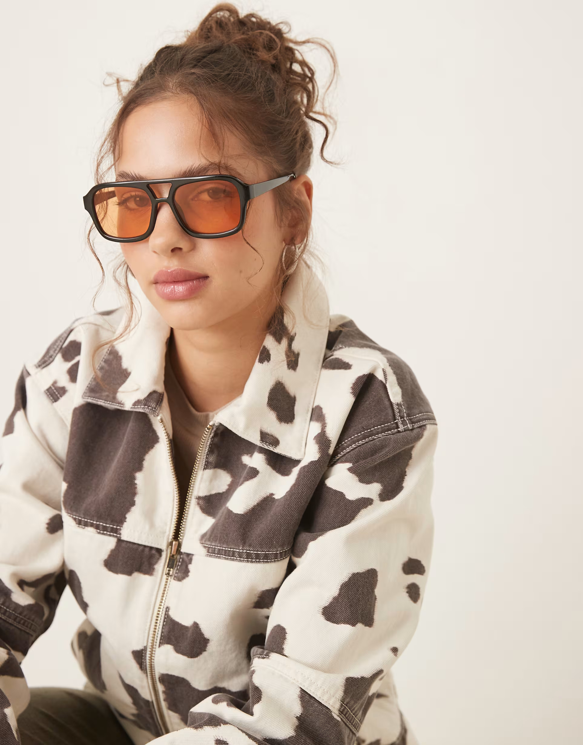 ASOS DESIGN aviator sunglasses in peach lens | ASOS (Global)