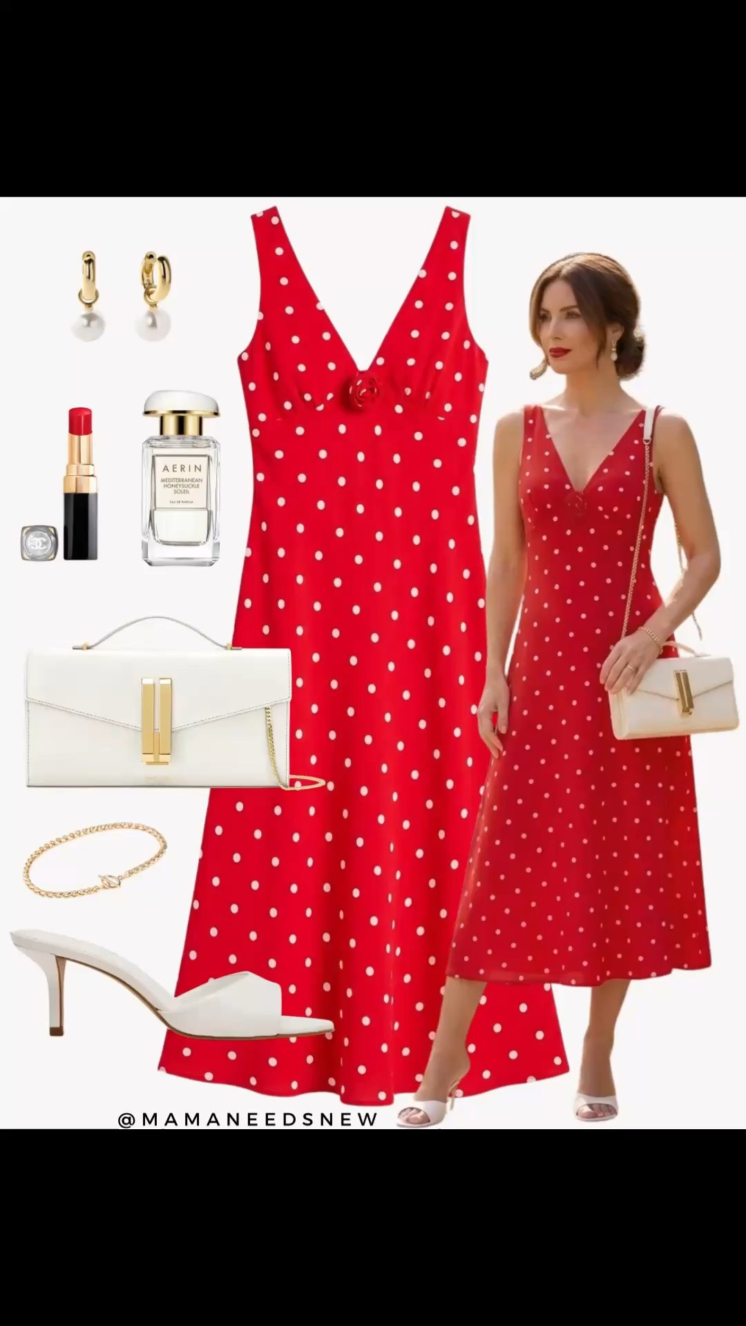 A summer outfit with a polka dot dress, heels, top handle bag with chain strap ❤️

#LTKootd #LTKSeasonal #LTKSaleAlert