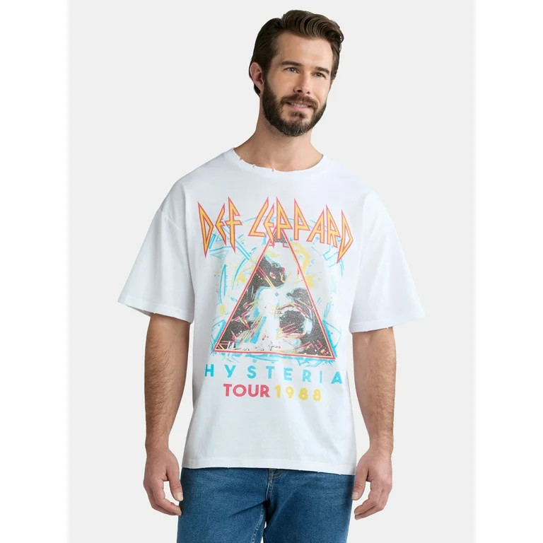 Def Leppard Men's & Big Men's Oversized Graphic Band Tee, Sizes XS-3XL | Walmart (US)