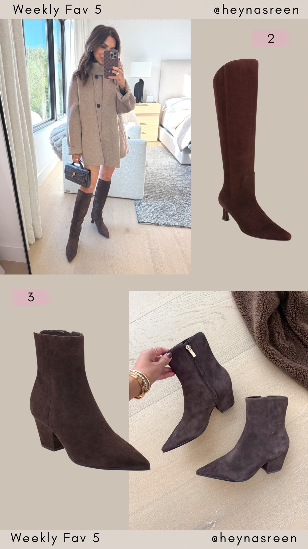 Fav 5: 
#2: Naturalizer suede knees high boots are so flattering and comfortable, I sized up for thicker socks but they are true to size 
#3: Marc Fisher booties, true to size and also so comfortable 