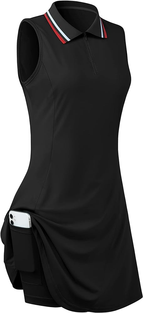 Womens Sleeveless Golf Tennis Dresses with Inner Shorts＆Pockets for Workout Exercise | Amazon (US)