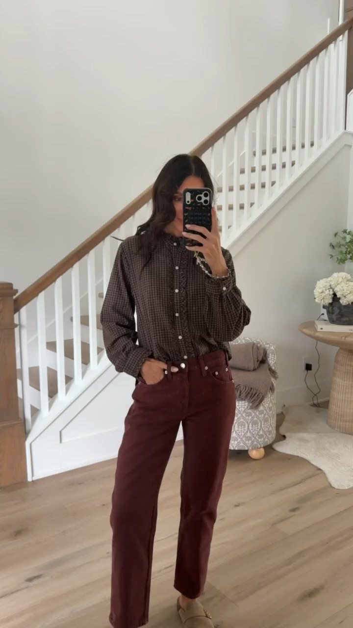 Target's new arrivals are giving all the fall colors I love! 🤎 This checked button up with burgundy pants is such a good combination, and I love how the warm tones work together for an easy everyday outfit.
Target new arrivals, Target fall fashion, checked blouse, burgundy pants, fall outfit, Target outfit, brown blouse, fall color trends, casual fall style, Target fashion finds, women over 40 fashion, annabrstyle