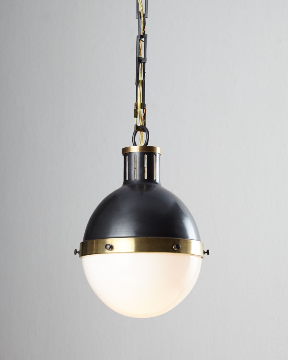 Hicks 2-Light Large Bronze with Antiqued Brass Pendant | Horchow