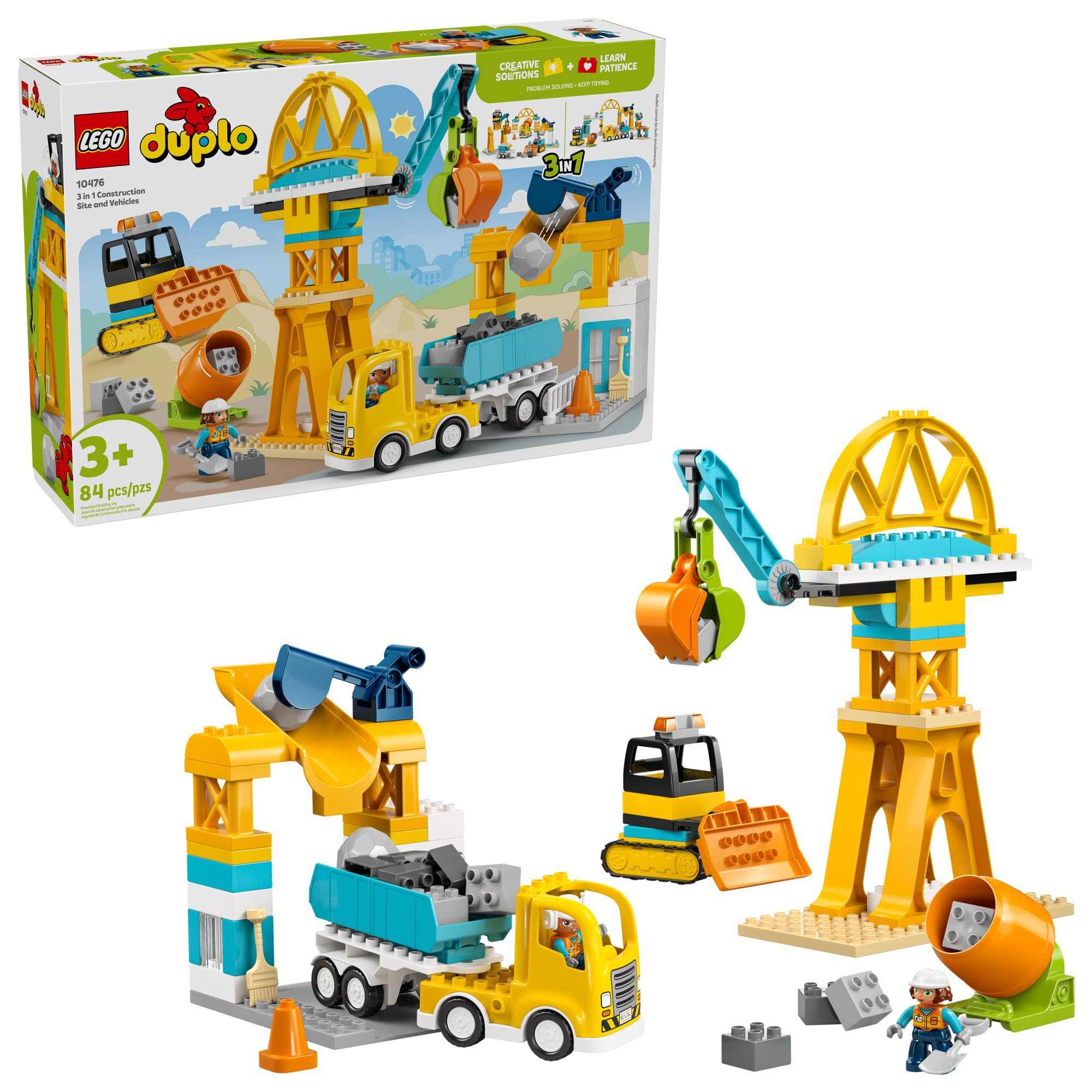 LEGO DUPLO Town 3 in 1 Construction Site and Vehicles Toys for Toddlers - Pretend Play Set for Bo... | Amazon (US)