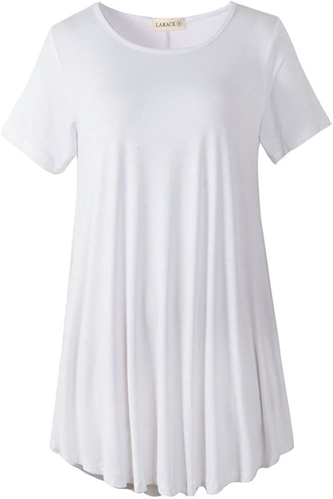 LARACE Women Short Sleeves Flare Tunic Tops for Leggings Flowy Shirt | Amazon (US)