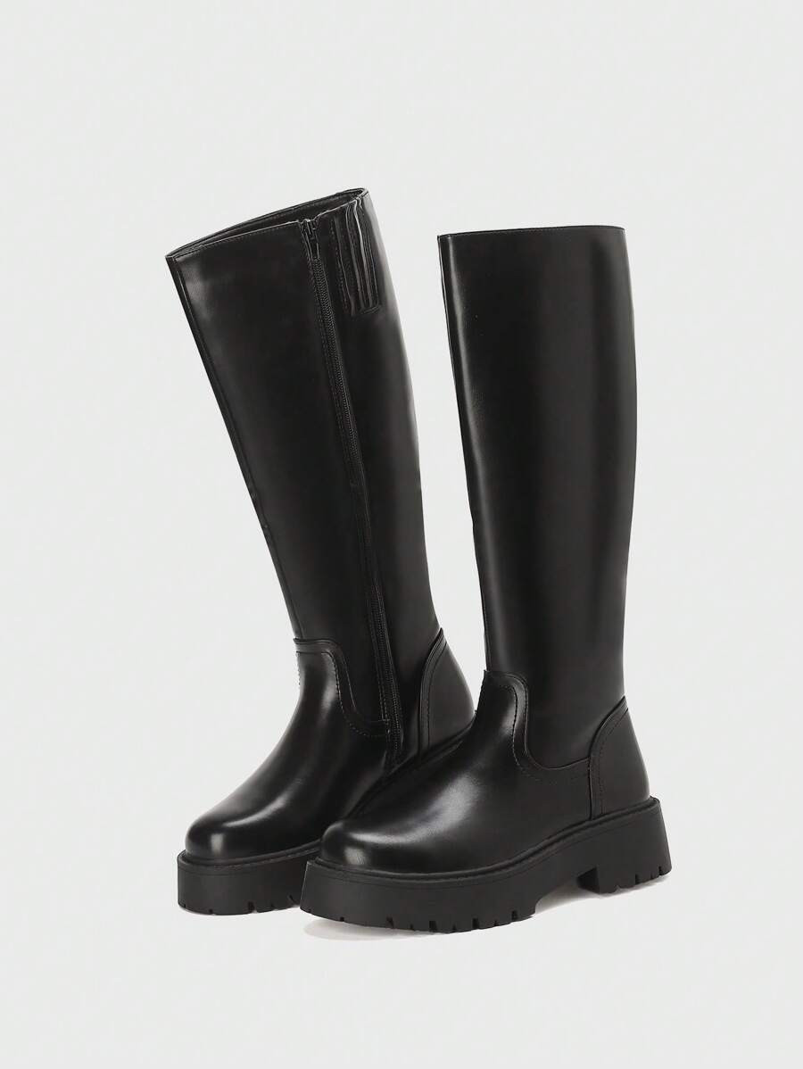 Knee High Boots Women,Platform Riding Boots,Thick Sole Knee High Boots With Zipper In Black,White... | SHEIN