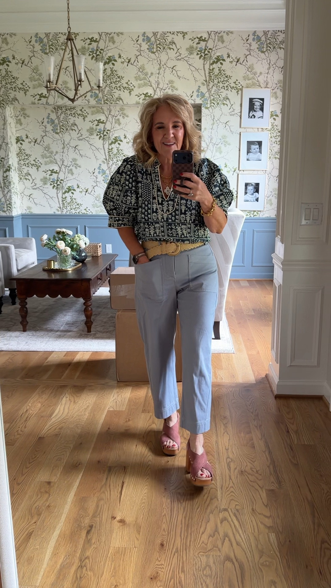 Blouse size medium 15% off 1x code NANETTE15
Spanx stretch twill pants small petite but the regular size is just more loose fit do you decide how you want to wear them

#LTKOver40 #LTKootd #LTKPetite