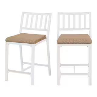 Hampton Bay Mix and Match White Stationary Wicker Outdoor Dining Chair in Baige (2-Pack) DE22873 ... | The Home Depot