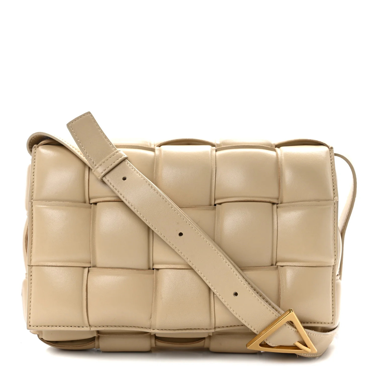 Nappa Maxi Intreccio Padded Cassette Crossbody Bag Almond | FASHIONPHILE (US)