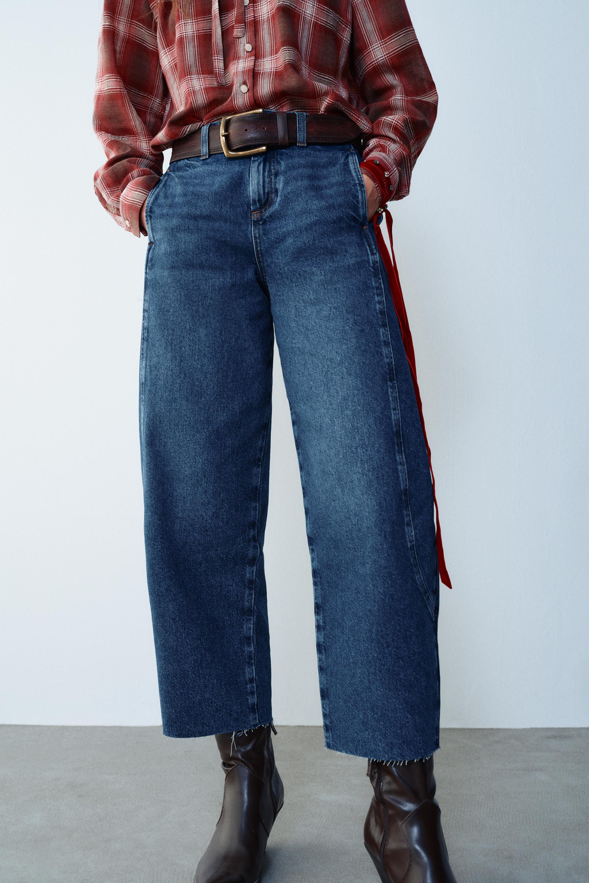Zara - Z1975 Barrel Jeans - Mid-Blue - 32 (Us 14) - Woman | Zara US