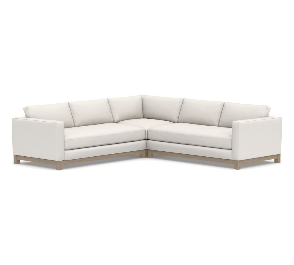 Jake Upholstered 3-Piece L-Shaped Corner Sectional with Wood Legs, Polyester Wrapped Cushions, Pe... | Pottery Barn (US)