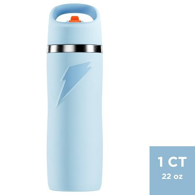 Gatorade 22oz Stainless Steel Water Bottle with Straw - Blue: Portable Drinkware, Light Blue | Target