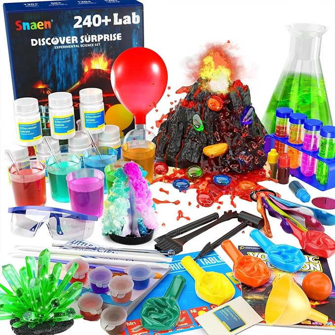 SNAEN 240+ Lab Experiments Science Kits, Chemistry Set, Crystal Growing, Erupting Volcano, STEM A... | Amazon (US)