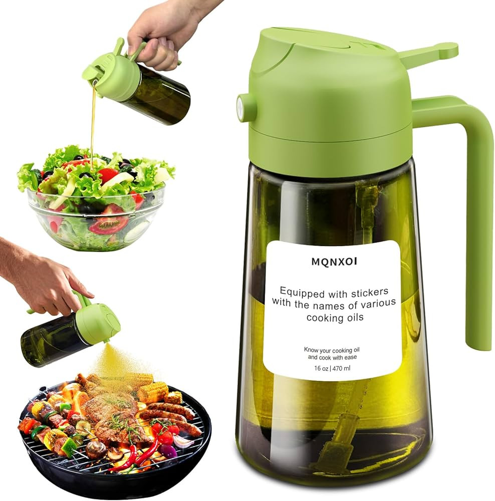 Oil Sprayer for Cooking, 2 in 1 Olive Oil Dispenser Bottle for Kitchen, 16oz/470ml Premium Glass,... | Amazon (US)