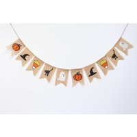 Halloween Burlap Banner, Decorations, Fall Happy Halloween, Banner Bunting, Mantel Mantle Decor | Etsy (US)