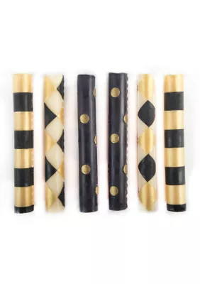 MacKenzie-Childs Set of 6 Mini Black & Gold Dinner Candles | Belk