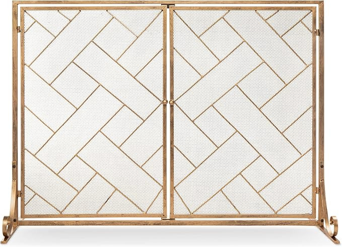 Best Choice Products 44x33in 2-Panel Handcrafted Wrought Iron Decorative Mesh Geometric Fireplace... | Amazon (US)