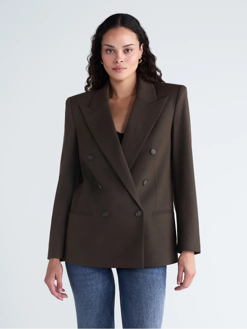 Scoop Women's Double Breasted Blazer, Sizes XS-XXL | Walmart (US)