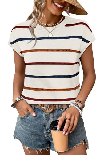 WIHOLL Womens Lightweight Sweater Spring Summer Fall Outfits Cap Sleeve Hollow Out Knit Fashion C... | Amazon (US)