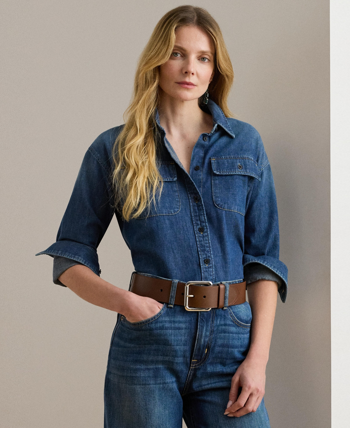 Lauren Ralph Lauren Women's Denim Shirt - Atecco Wash | Macy's