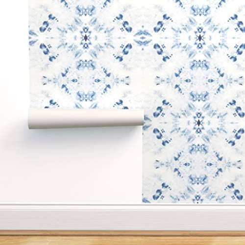 Spoonflower Peel and Stick Removable Wallpaper, Blue Tie Dye Abstract Modern Home Beach Bohemian ... | Amazon (US)