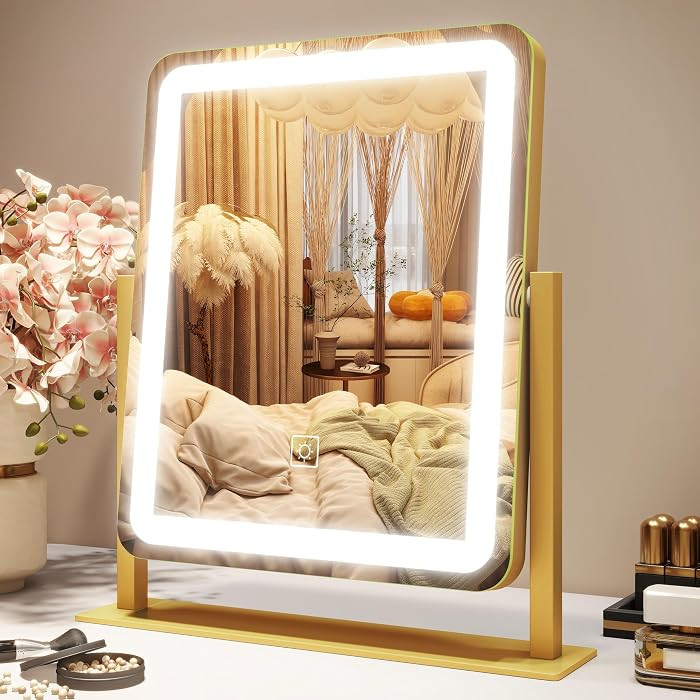 ROLOVE Vanity Mirror with Lights, 12.6"\u00d715" LED Makeup Mirror, Lighted Makeup Mirror with Li... | Amazon (US)