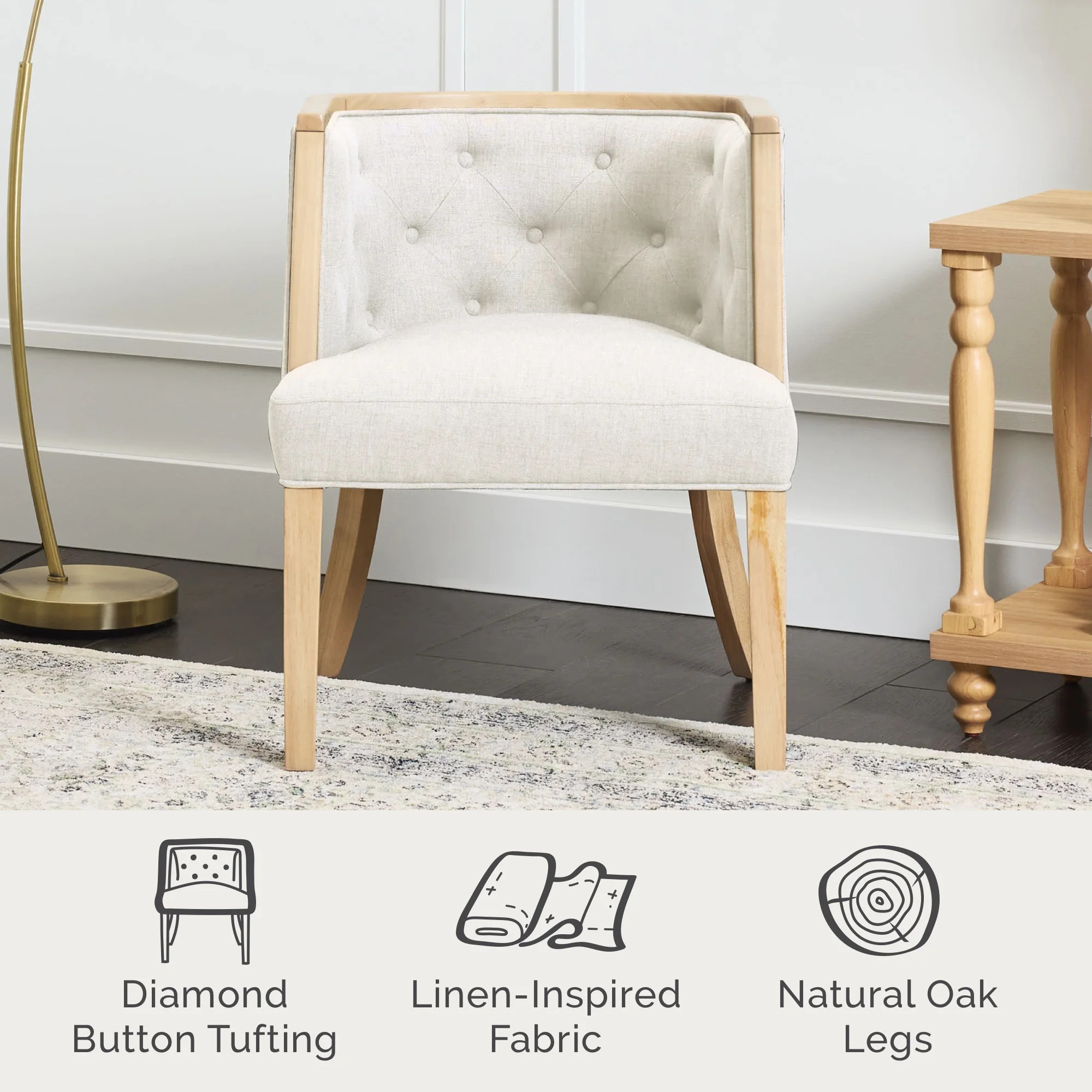 My Texas House Raveena Upholstered Accent Chair, Oat - Walmart.com | Walmart (US)