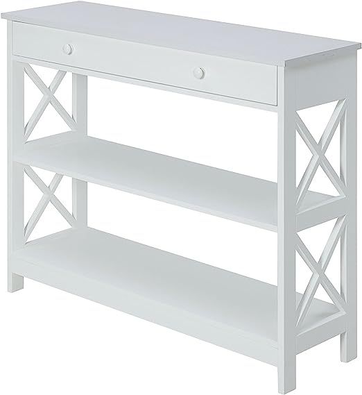 Convenience Concepts Oxford 1 Drawer Console Table with Shelves, White | Amazon (US)