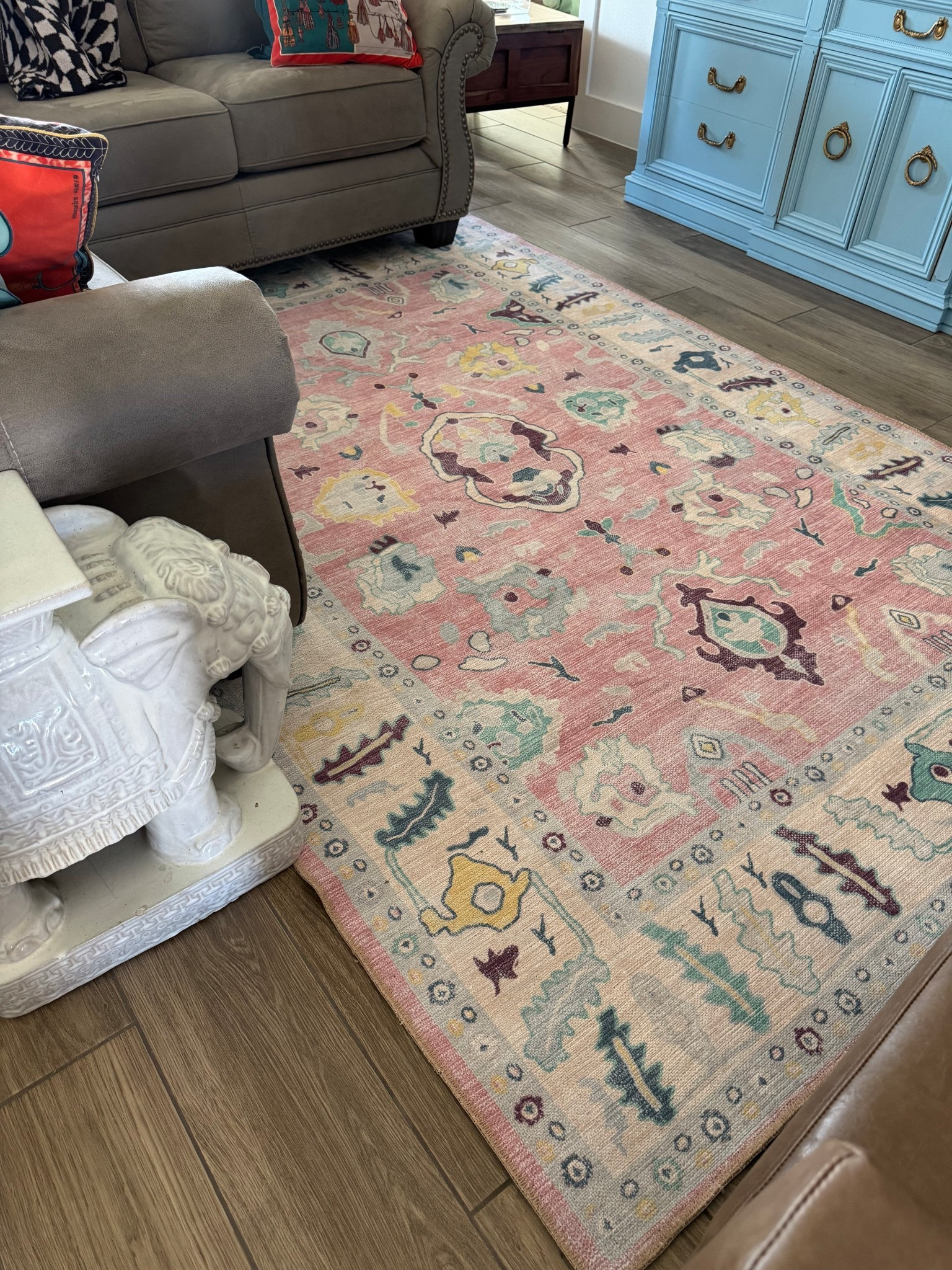 Got this new pink oshak rug for our living room in size 6’ x 9’ and it’s perfect!! Comes in so many colors and is under $170 from Amazon. #grandmillenialrug #oshakdupe #midcenturymodern 

#LTKHome
