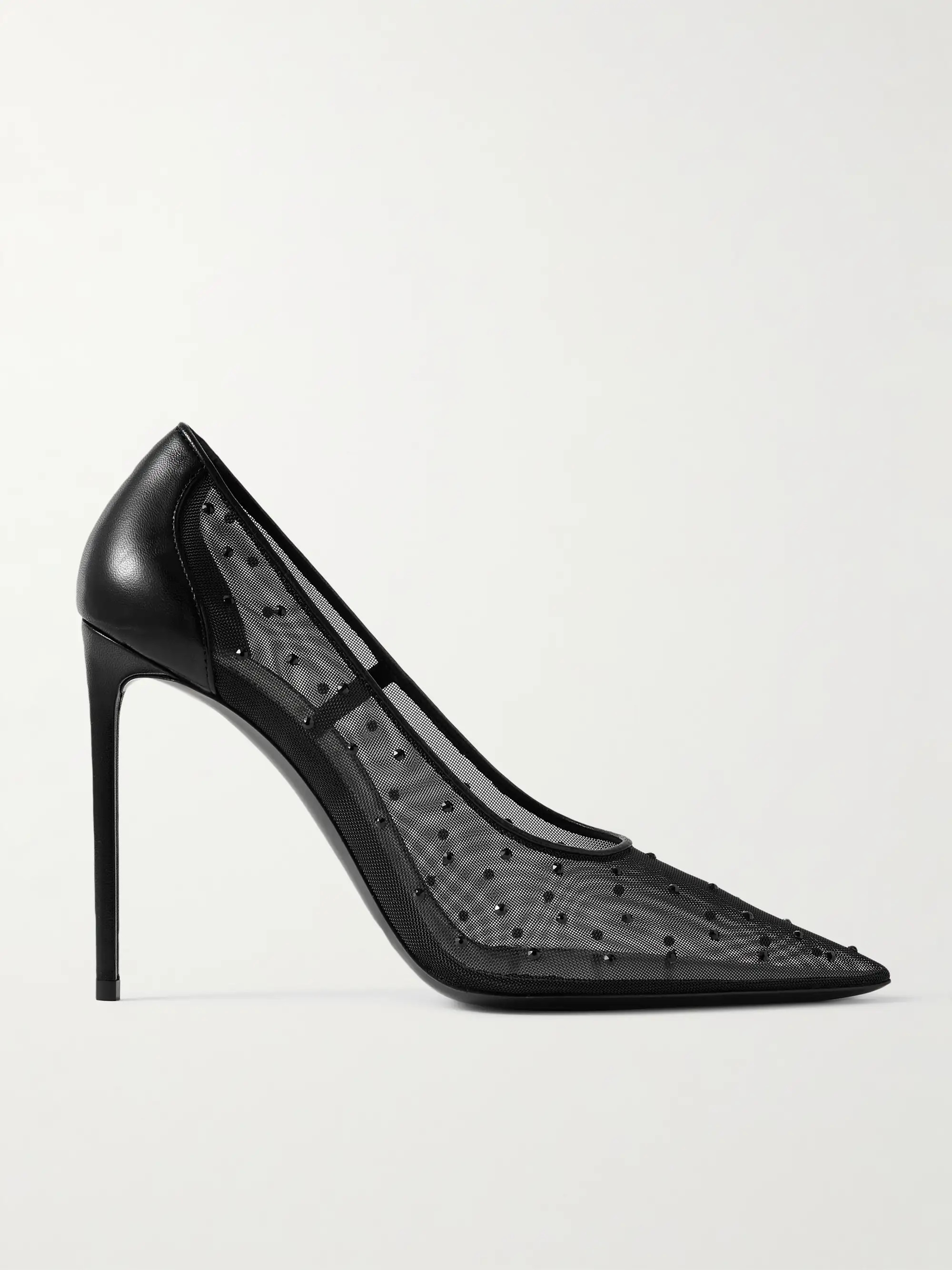Anja leather-trimmed crystal-embellished mesh pumps | NET-A-PORTER (US)